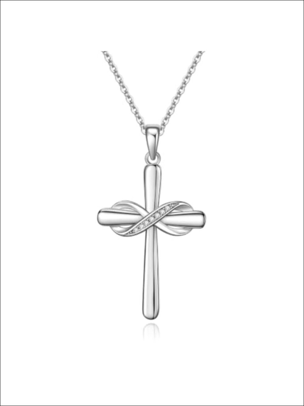 Sterling Silver Infinity Cross Pendant Necklace 18in Chain